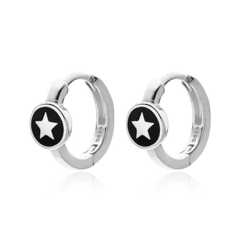 925 Sterling Silver Gothic Star Hoop Earring For Women Daughter Gift