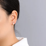 TrustDavis 925 Silver Square CZ Hoop Earring for Girls DF085