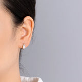 TrustDavis 925 Silver Square CZ Hoop Earring for Girls DF085