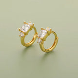 TrustDavis 925 Silver Square CZ Hoop Earring for Girls DF085