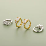 TrustDavis 925 Silver Square CZ Hoop Earring for Girls DF085