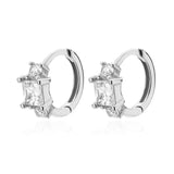 TrustDavis 925 Silver Square CZ Hoop Earring for Girls DF085