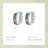 TrustDavis 925 Sterling Silver Geometric Square CZ Mini Hoop Earrings