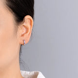 TrustDavis 925 Sterling Silver Geometric Square CZ Mini Hoop Earrings