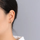 TrustDavis 925 Sterling Silver Geometric Square CZ Mini Hoop Earrings