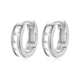 TrustDavis 925 Sterling Silver Geometric Square CZ Mini Hoop Earrings