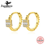 TrustDavis 925 Sterling Silver Hoop Zircon Earrings For Girls DF065