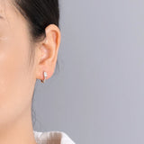 TrustDavis 925 Sterling Silver Hoop Zircon Earrings For Girls DF065