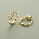 TrustDavis 925 Sterling Silver Hoop Zircon Earrings For Girls DF065