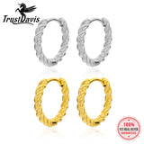 TrustDavis 925 Silver Twist Chain Hoop Earring Punk Style Jewelry DF030