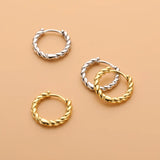 TrustDavis 925 Silver Twist Chain Hoop Earring Punk Style Jewelry DF030