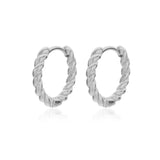 TrustDavis 925 Silver Twist Chain Hoop Earring Punk Style Jewelry DF030