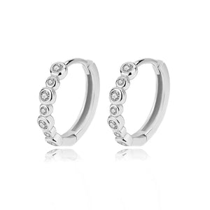 925 Sterling Silver Clear CZ Charm Hoop Earrings Fine S925 Jewelry