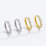 925 Sterling Silver Clear CZ Charm Hoop Earrings Fine S925 Jewelry
