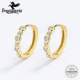 925 Sterling Silver Clear CZ Charm Hoop Earrings Fine S925 Jewelry