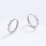 925 Sterling Silver Clear CZ Charm Hoop Earrings Fine S925 Jewelry