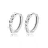 925 Sterling Silver Clear CZ Charm Hoop Earrings Fine S925 Jewelry