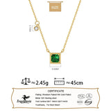 TrustDavis Genuine 925 Silver Green CZ Necklace, Gift Jewelry