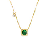 TrustDavis Genuine 925 Silver Green CZ Necklace, Gift Jewelry