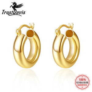 TrustDavis 925 Silver Hoop Earrings for Women, Fine Jewelry Gift
