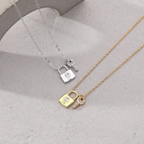 TrustDavis 925 Silver Key Lock CZ Necklace Women Birthday Gift Jewelry