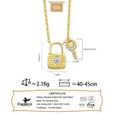 TrustDavis 925 Silver Key Lock CZ Necklace Women Birthday Gift Jewelry