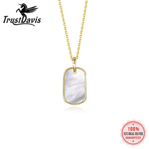 TrustDavis 925 Sterling Silver Square Conch Necklace For Women LB385
