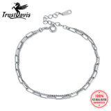 TrustDavis 925 Silver Double Layer Bracelet for Women Gift