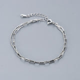 TrustDavis 925 Silver Double Layer Bracelet for Women Gift