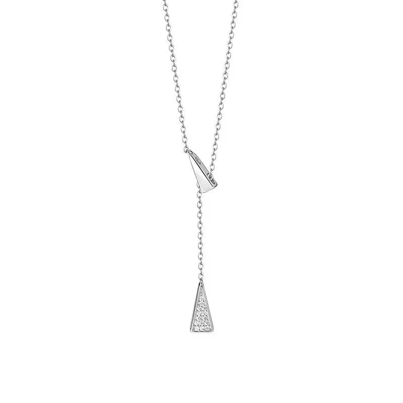 Davis 925 Silver Triangle Tassel Necklace For Women, Fine Jewelry Gift