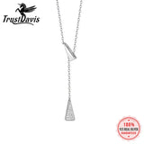 Davis 925 Silver Triangle Tassel Necklace For Women, Fine Jewelry Gift