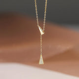Davis 925 Silver Triangle Tassel Necklace For Women, Fine Jewelry Gift