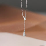 Davis 925 Silver Triangle Tassel Necklace For Women, Fine Jewelry Gift