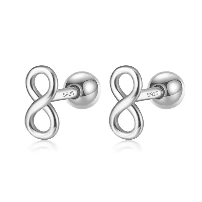 925 Silver Infinite Bead Stud Earrings Wedding Party Jewelry Gift
