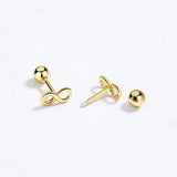 925 Silver Infinite Bead Stud Earrings Wedding Party Jewelry Gift