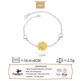 Davis Real 925 Sterling Silver Ins Love Bracelet Heart Golden Flowers Jewelry