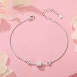 TrustDavis 925 Silver Square Bracelet Geometric Hand Jewelry for Women LB459