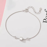 TrustDavis 925 Silver Square Bracelet Geometric Hand Jewelry for Women LB459