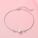 TrustDavis 925 Silver Square Bracelet Geometric Hand Jewelry for Women LB459