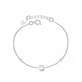 TrustDavis 925 Silver Square Bracelet Geometric Hand Jewelry for Women LB459