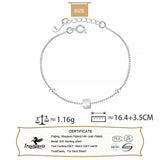 TrustDavis 925 Silver Square Bracelet Geometric Hand Jewelry for Women LB459