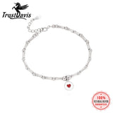 TrustDavis 925 Sterling Silver Love Bracelet Heart-shaped Hand Jewelry