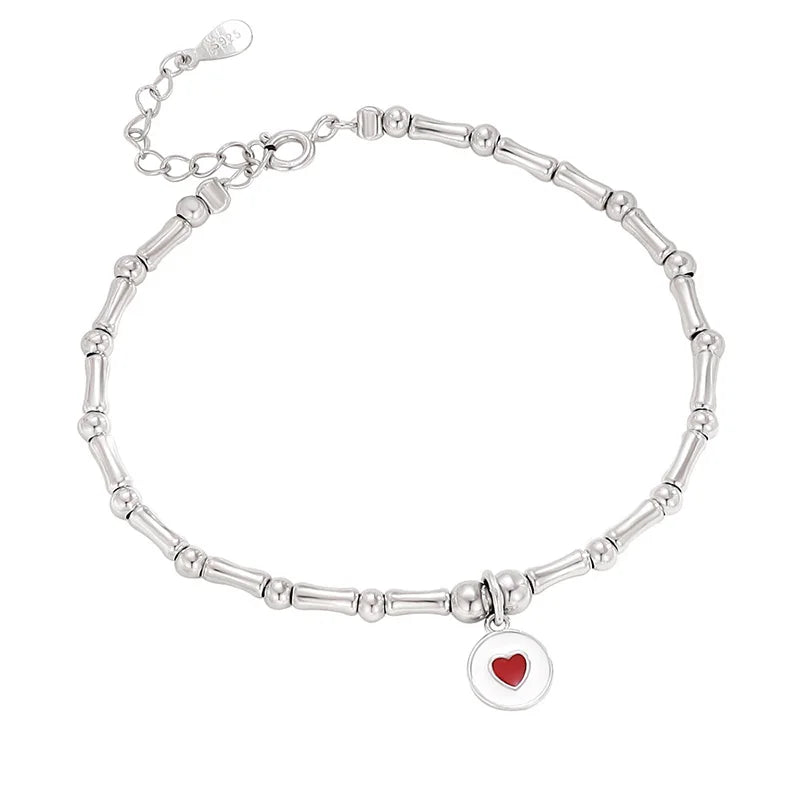 TrustDavis 925 Sterling Silver Love Bracelet Heart-shaped Hand Jewelry