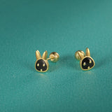 925 Silver Rabbit Stud Earrings for Girls, Fine Jewelry Gift DF2037