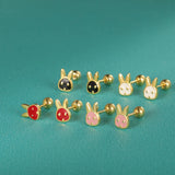 925 Silver Rabbit Stud Earrings for Girls, Fine Jewelry Gift DF2037