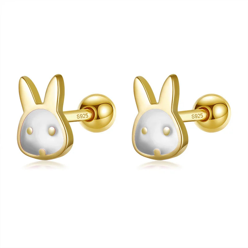 925 Silver Rabbit Stud Earrings for Girls, Fine Jewelry Gift DF2037
