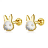 925 Silver Rabbit Stud Earrings for Girls, Fine Jewelry Gift DF2037
