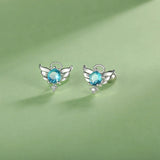 925 Silver Angel Wing CZ Stud Earrings For Girls DF2027