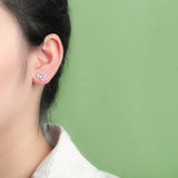 925 Silver Angel Wing CZ Stud Earrings For Girls DF2027