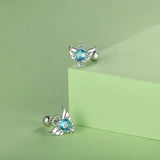 925 Silver Angel Wing CZ Stud Earrings For Girls DF2027
